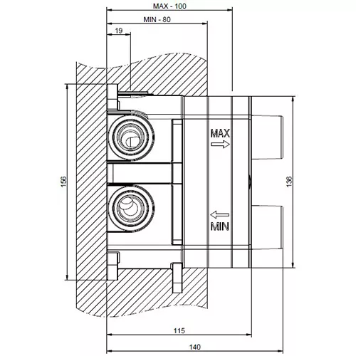 GESSI Unterputz-Körper Thermostat G1/2 Kartusche D:35 für Farbset 1-3 Wege