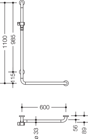 HEWI Winkelgriff mit breiter Haltestange Serie 801 A1:1100 W1:600 801