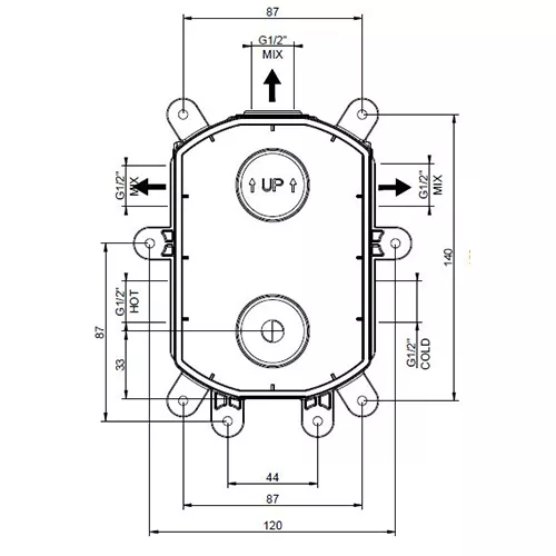 GESSI Unterputz-Körper Thermostat G1/2 Kartusche D:35 für Farbset 1-3 Wege