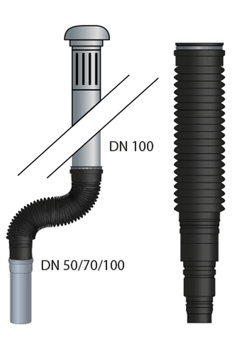 HAAS OHA-Flex-Anschlussschlauch DN 100,  für DN 50/70/100, mit Schlauchklemme