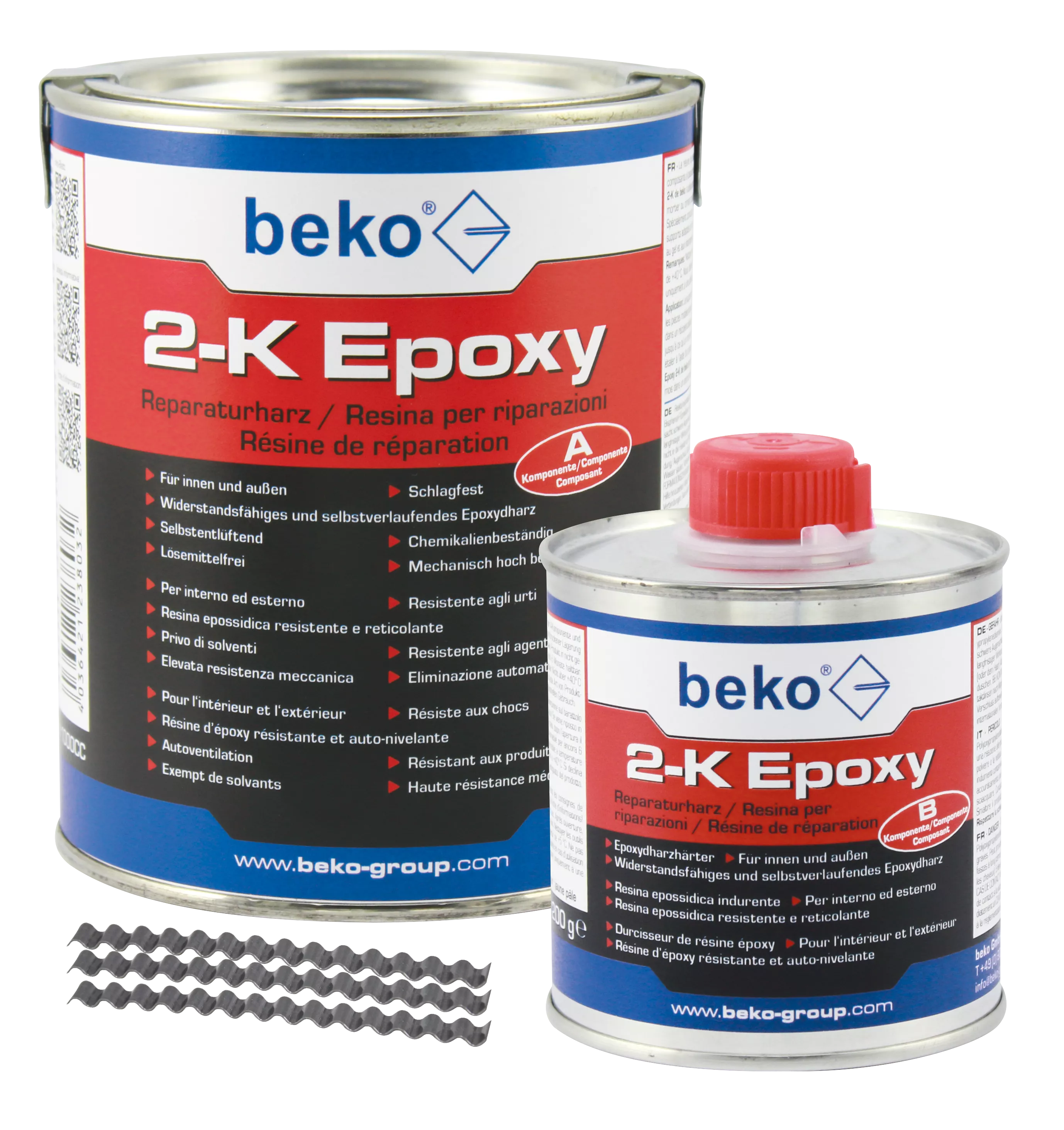 beko 2-K Epoxy Reparaturharz 1 kg, inkl. 10 x Estrichklammern