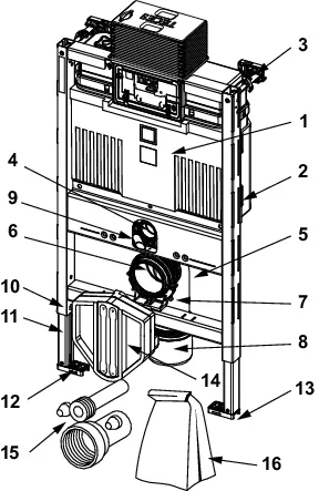TECEprofil WC-Modul mit Uni-Spülkasten, Bauhöhe 820 mm