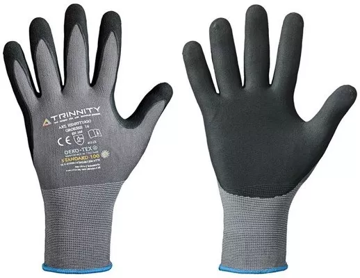 TRINNITY Handschuhe mit Nitrilbeschichtung mit Feinstrickbund grau/sw Größe 10