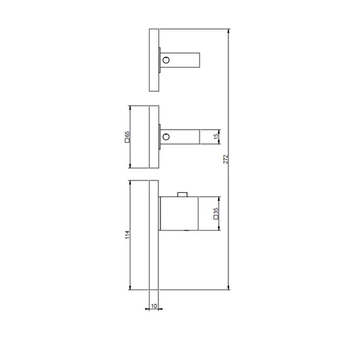 GESSI RETTANGOLO Fertigmontageteile für 3/4 HL-UP-Thermostat PVD Metall Schwarz