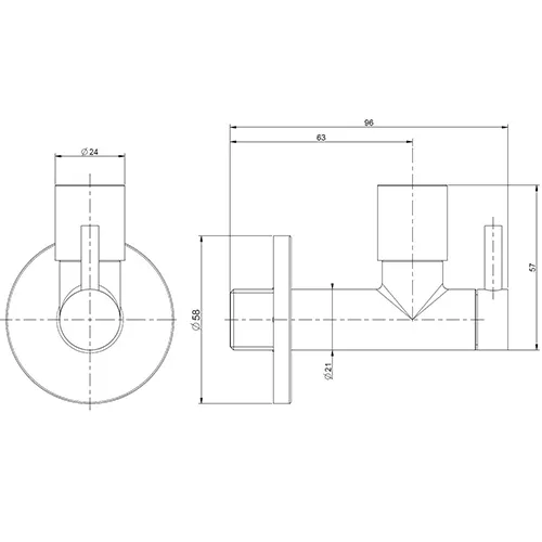 GESSI Design-Eckregulierventil rund G1/2 mit Innen-Filter 3/8 x10mm finox