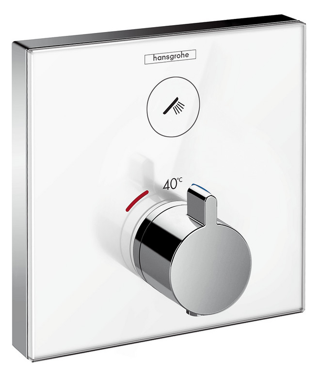 Hansgrohe ShowerSelect Unterputz-Thermostat Glas 1 Verbraucher weiss/chrom