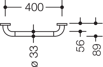 HEWI Haltegriff Serie 801, Polyamid, Stahlkern, Achsmaß 400 mm, D: 33 mm