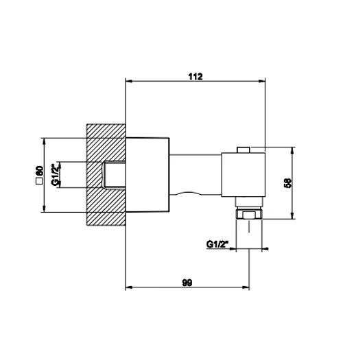 GESSI Aufputz-Brause-Thermostat RETTANGOLO 1/2 Anschluss finox