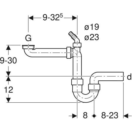 Geberit Rohrbogengeruchsverschluss für ein Spülbecken Raumsparmodell G1 1/2x40