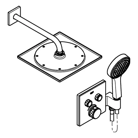 GROHE Duschsystem Unterputz Grohtherm SmartControl 34742, mit Unterputz-Thermostat mit 2 Absperrventilen und integriertem Brausehalter, Rainshower F-Series 10“ Kopfbrauseset, chrom