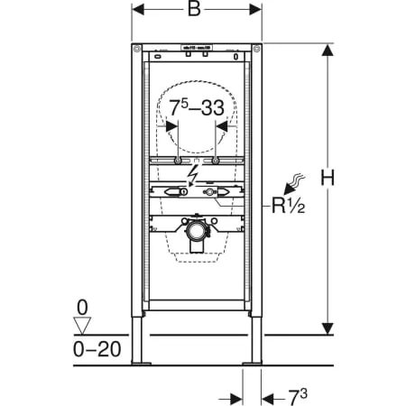 GEBERIT Duofix Element für Urinal 112-130 cm Universal für AP-Druckspüler3