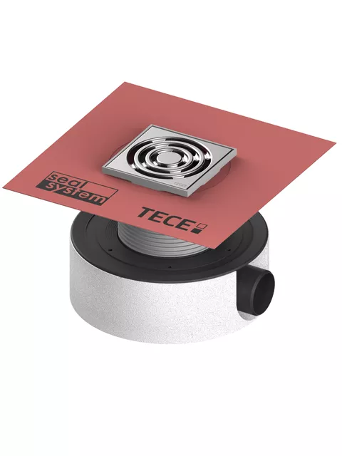 TECEdrainpoint S 114 Ablaufset superflach mit werkseitig angebrachter Seal System Dichtmanschette