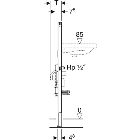 Geberit Duofix Element für WT, 112 cm, Stand- armatur mit 2 Wasserzählerstrecken- Für Trockenbau4