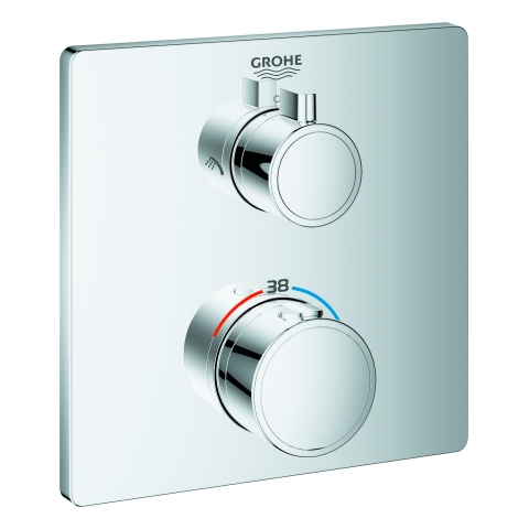 GROHE Thermostat-Brausebatterie Grohtherm 24079, mit integrierter 2-Wege-Umstellung, Fertigmontageset für Rapido SmartBox, chrom