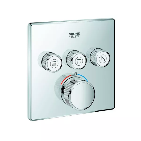 GROHE Thermostat Grohtherm SmartControl eckig mit 3 Absperrventile chrom 29126000