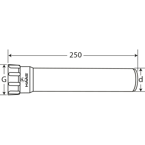 HAAS PP Verlängerungsrohr 1 1/2, weiss 250 mm mit Mutter und DIchtung DN 40