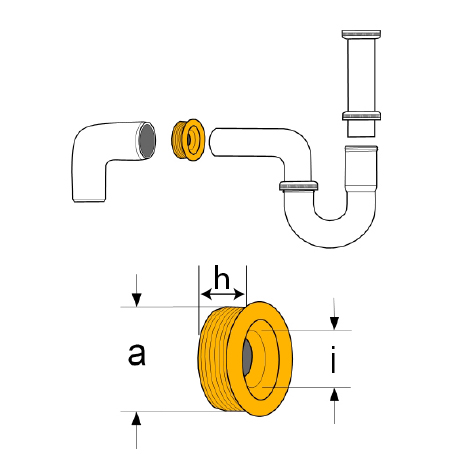 HAAS Gummi-Nippel für HTSW 1 1/4, für Anschluss DN 32/50, 27 x 47 x 25 mm